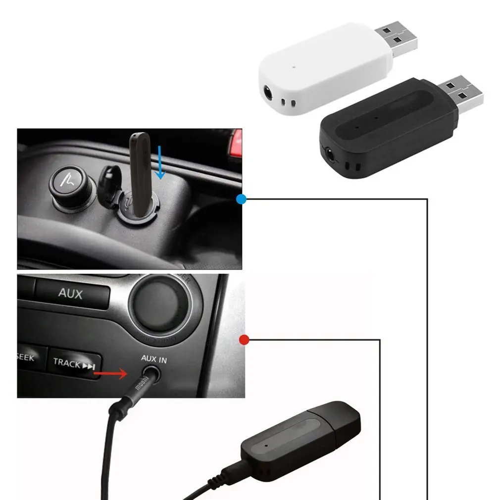 Автомобильный USB-адаптер 3 5 мм приемник беспроводной AUX аудио MP3 музыкальный плеер