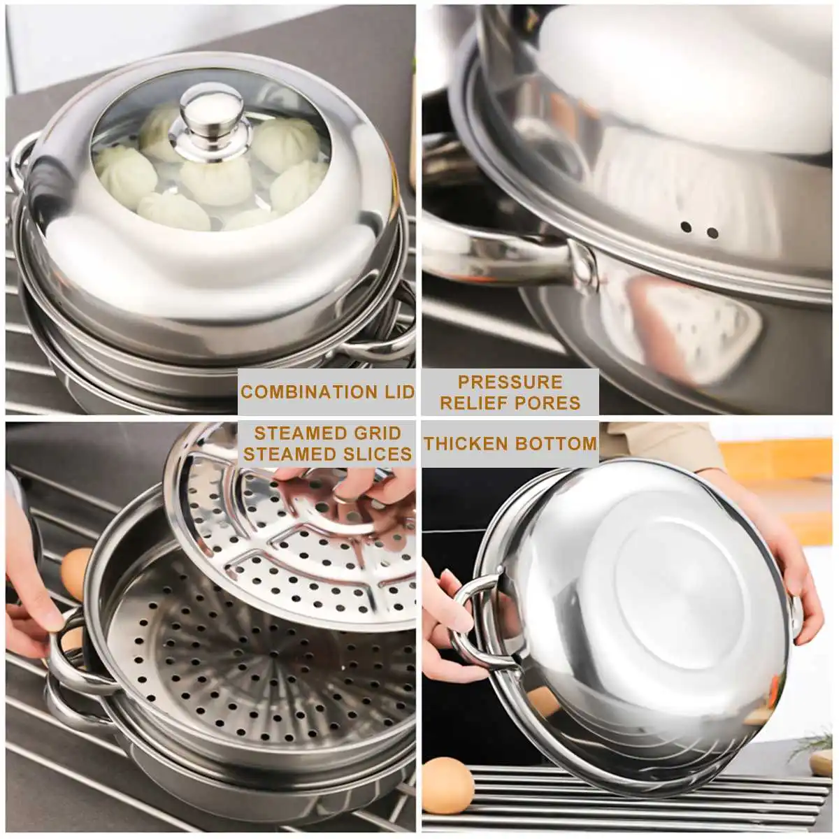 11x10' Stainless Steel Three Layers Thicken Steamer Pot Soup Steam Pot Universal Cooking Pots for Induction Cooker Gas Stove Pot
11x10' Stainless Steel Three Layers Thicken Steamer Pot Soup Steam Pot Universal Cooking Pots for Induction Cooker Gas Stove Pot