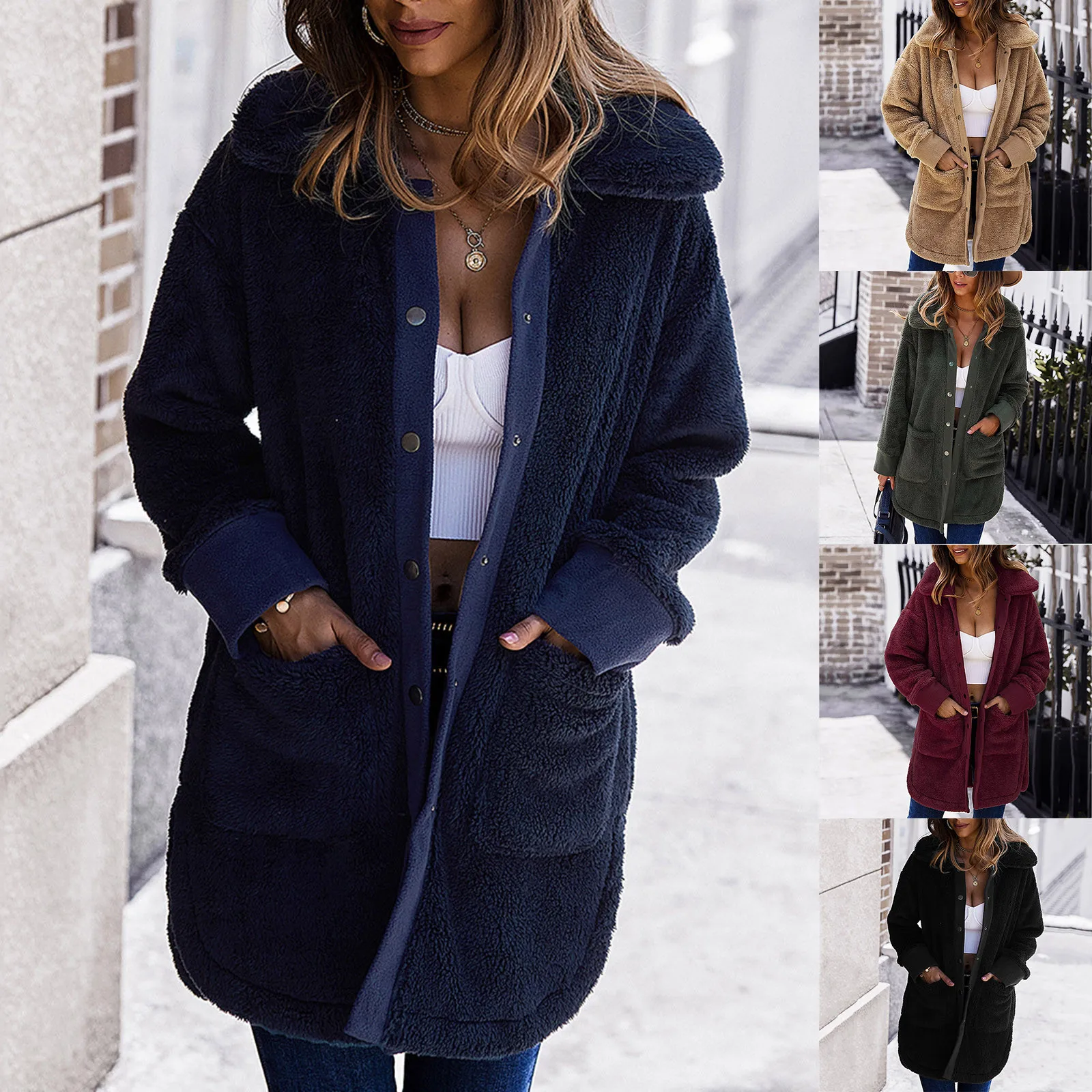 2021 Женская Повседневная Верхняя одежда с длинным рукавом, женские теплые куртки, зимняя флисовая куртка на пуговицах, однотонное пальто с к...
2021 Женская Повседневная Верхняя одежда с длинным рукавом, женские теплые куртки, зимняя флисовая куртка на пуговицах, однотонное пальто с к...