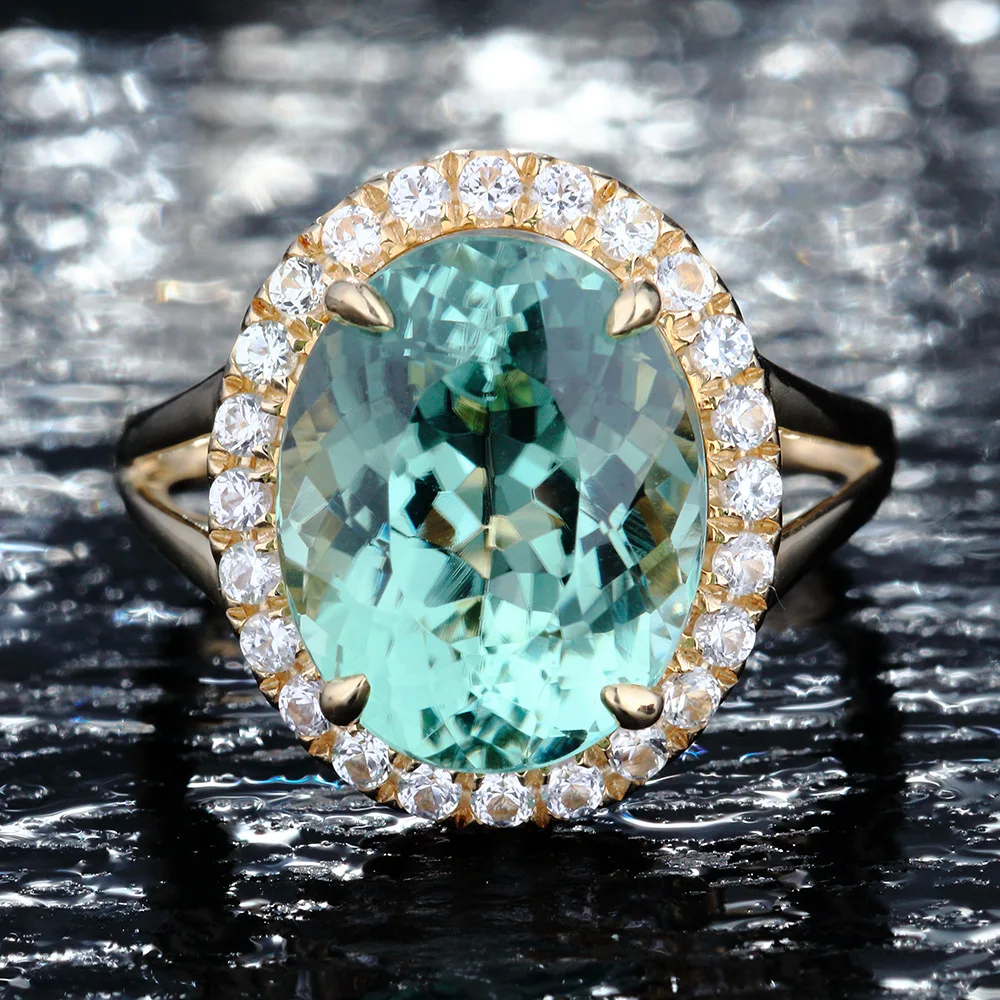 14K Gold Natural Green Topaz Ring for Wedding Women Turquoise Bizuteria Diamante Diamond Gemstone Anillos De Topaz Ring Females
14K Gold Natural Green Topaz Ring for Wedding Women Turquoise Bizuteria Diamante Diamond Gemstone Anillos De Topaz Ring Females