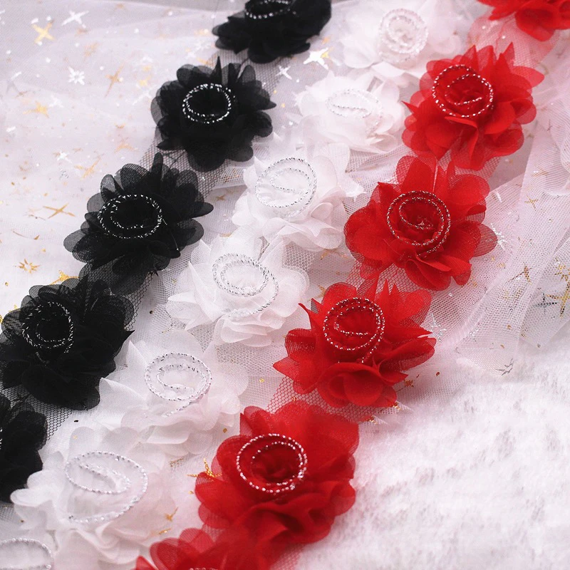 2 yards Chiffon 3D Rolled Flowers Head Mesh Yarn Ribbons DIY Headwear Clothing Wedding Dress Decor Accessories
2 yards Chiffon 3D Rolled Flowers Head Mesh Yarn Ribbons DIY Headwear Clothing Wedding Dress Decor Accessories