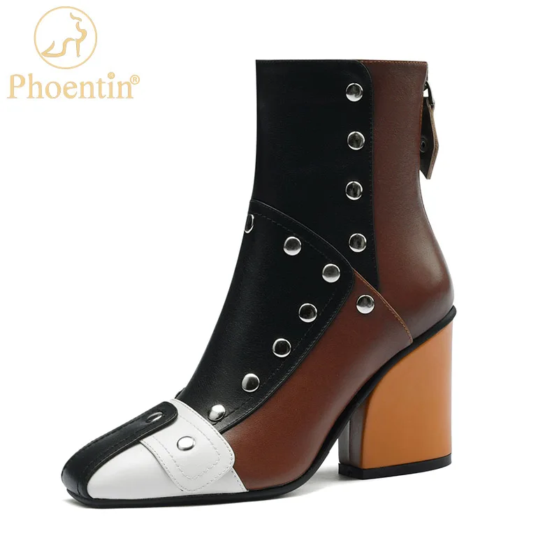 Phoentin women's Retro Ankle boots Autumn Winter new Genuine leather rivet mix color boot high heels back zip shoes FT1784
Phoentin women's Retro Ankle boots Autumn Winter new Genuine leather rivet mix color boot high heels back zip shoes FT1784