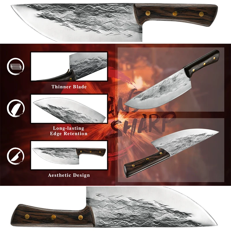 8'' Handmade Forged Chef Knife Slaughter Cleaver Butcher Knives Bone Meat Slicing Cutter Cooking Tools with Gift Box Grandsharp
8'' Handmade Forged Chef Knife Slaughter Cleaver Butcher Knives Bone Meat Slicing Cutter Cooking Tools with Gift Box Grandsharp