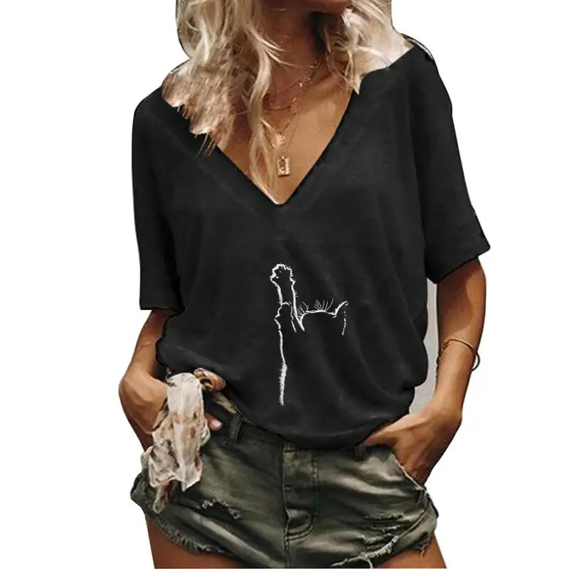 Clothes for Women V Neck Cat Printed Short Sleeve Tops T-Shirt Ladies Casual Loose Summer 2021 New Style Female Hot Fashion Tee
Clothes for Women V Neck Cat Printed Short Sleeve Tops T-Shirt Ladies Casual Loose Summer 2021 New Style Female Hot Fashion Tee