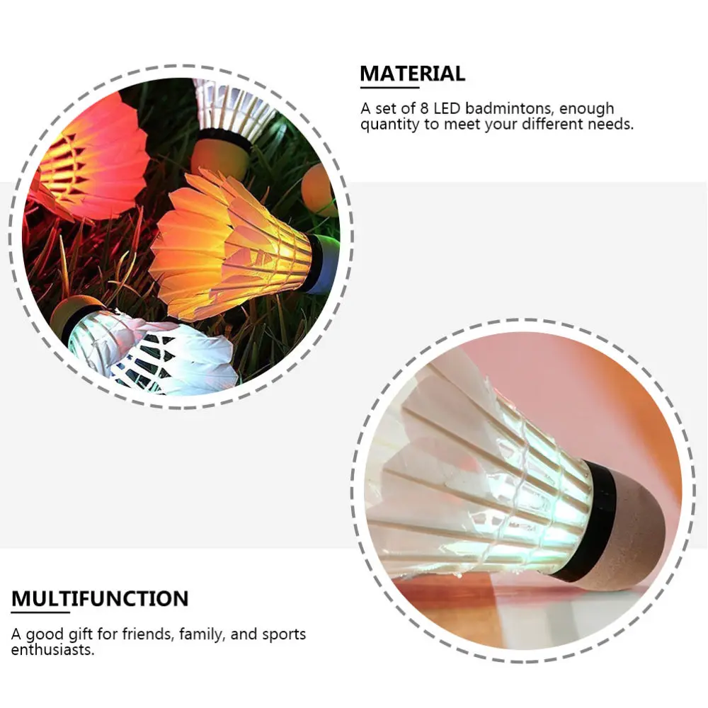 8Pcs Badminton Shuttlecocks Feather Badminton Birdies LED Luminous Shuttlecocks
8Pcs Badminton Shuttlecocks Feather Badminton Birdies LED Luminous Shuttlecocks