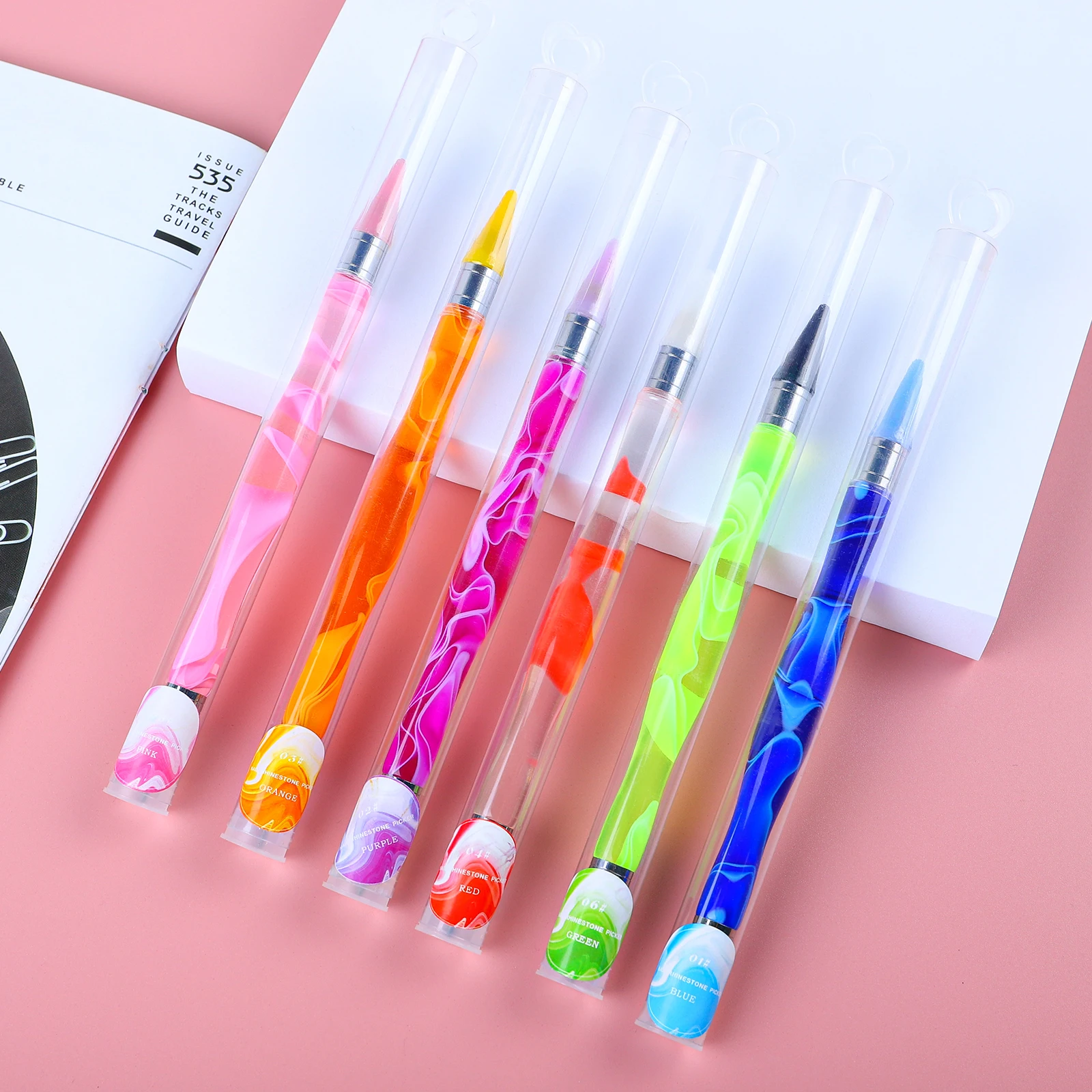 

Candy Dual-ended Nail Dotting Pen Crystal Acrylic Handle Rhinestone Studs Picker Wax Pencil Nail Art Manicure Tool