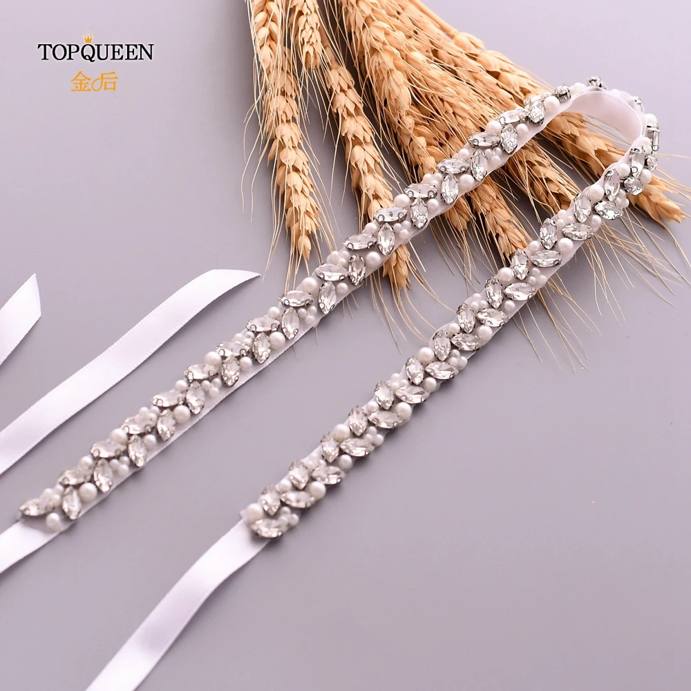 TOPQUEEN S383-S Wedding Dress Belt Pearl Silver Diamond Belt Luxury Rhinestone Belts Thin Dimond Trim Applique Bridal Belt
TOPQUEEN S383-S Wedding Dress Belt Pearl Silver Diamond Belt Luxury Rhinestone Belts Thin Dimond Trim Applique Bridal Belt