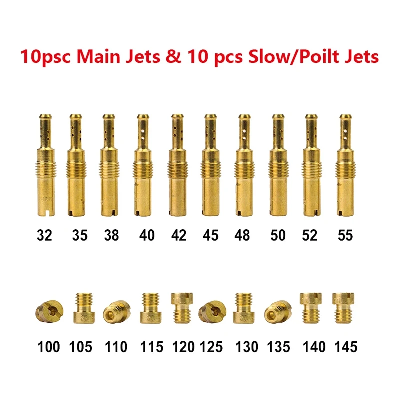 10Pcs Carburetor Main Jet Kit & 10Pcs Slow/Pilot Jet for PWK Keihin OKO CVK PWM NSR KSR PWM Motorcycle Carburetor
10Pcs Carburetor Main Jet Kit & 10Pcs Slow/Pilot Jet for PWK Keihin OKO CVK PWM NSR KSR PWM Motorcycle Carburetor