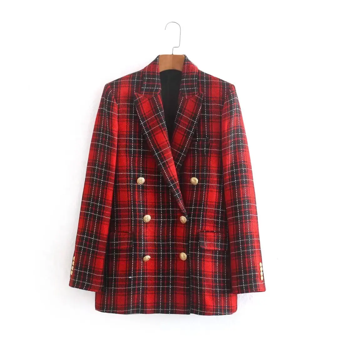 Women Red Plaid Chic Office Lady Casual Fashion Blazer Jacket Female Notched Collar Double Breasted Pocket Long Top Casaco
Women Red Plaid Chic Office Lady Casual Fashion Blazer Jacket Female Notched Collar Double Breasted Pocket Long Top Casaco