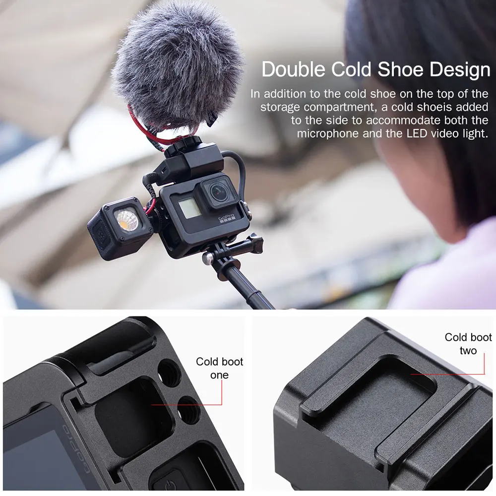 Ulanzi Dual Cold Shoe Mount Vlog Metal Case Cage For Gopro Hero 7 6 5 Original Microphone Battery Adapter For Gopro
Ulanzi Dual Cold Shoe Mount Vlog Metal Case Cage For Gopro Hero 7 6 5 Original Microphone Battery Adapter For Gopro
