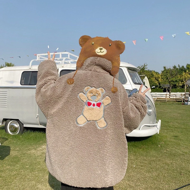 Double-sided Cute Bear Print Winter Jacket Women Vintage Cute Loose Warm Thick Outwear Coats Harajuku Hooded Soft Woman Parka
Double-sided Cute Bear Print Winter Jacket Women Vintage Cute Loose Warm Thick Outwear Coats Harajuku Hooded Soft Woman Parka