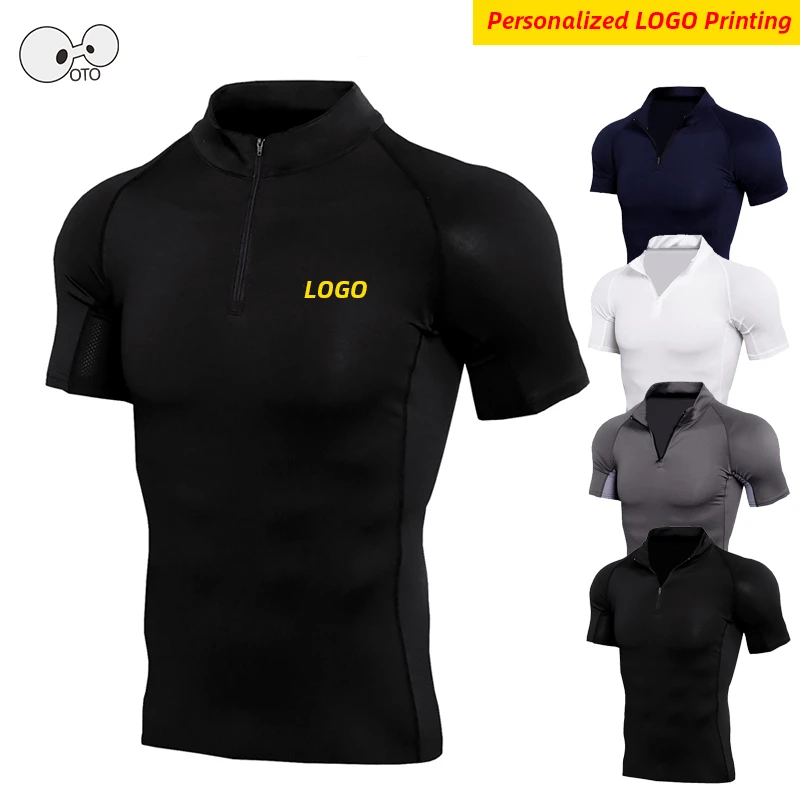 Personalized LOGO Quick Dry Sport T Shirt Men Short Sleeve Stand-Up Collar 1/4 Zipper Fitness Top Tees Elastic GYM Sportswear
Personalized LOGO Quick Dry Sport T Shirt Men Short Sleeve Stand-Up Collar 1/4 Zipper Fitness Top Tees Elastic GYM Sportswear