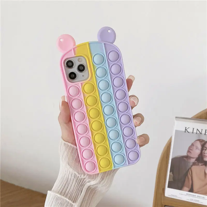 bear Ear Squeeze Bubble Phone Case For IPhone 13 Pro Max 12 Mini 11 XR X XS 7 8 Rainbow Decompression Silicone Creative Cover
bear Ear Squeeze Bubble Phone Case For IPhone 13 Pro Max 12 Mini 11 XR X XS 7 8 Rainbow Decompression Silicone Creative Cover