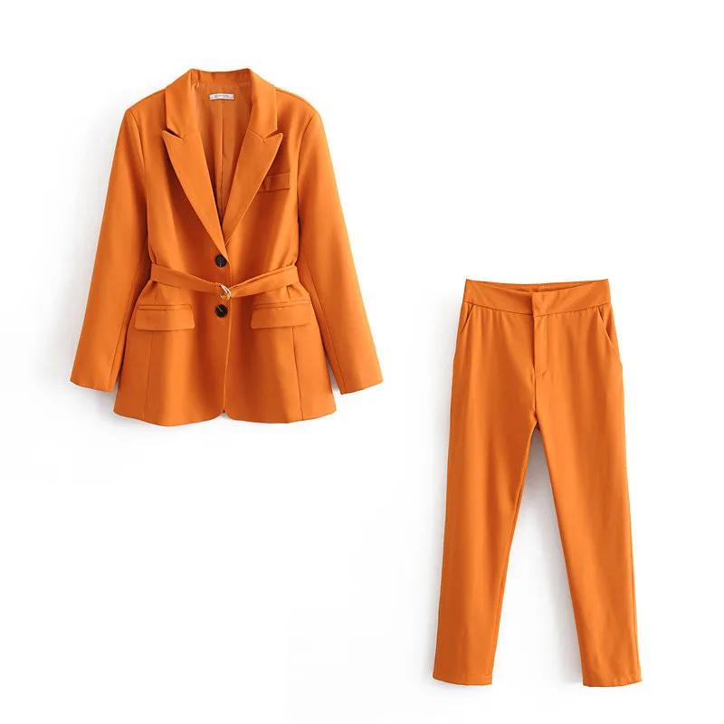 Women's suit pants set high quality 2020 new autumn slim waistband yellow ladies small suit jacket Casual trousers set of two
Women's suit pants set high quality 2020 new autumn slim waistband yellow ladies small suit jacket Casual trousers set of two
