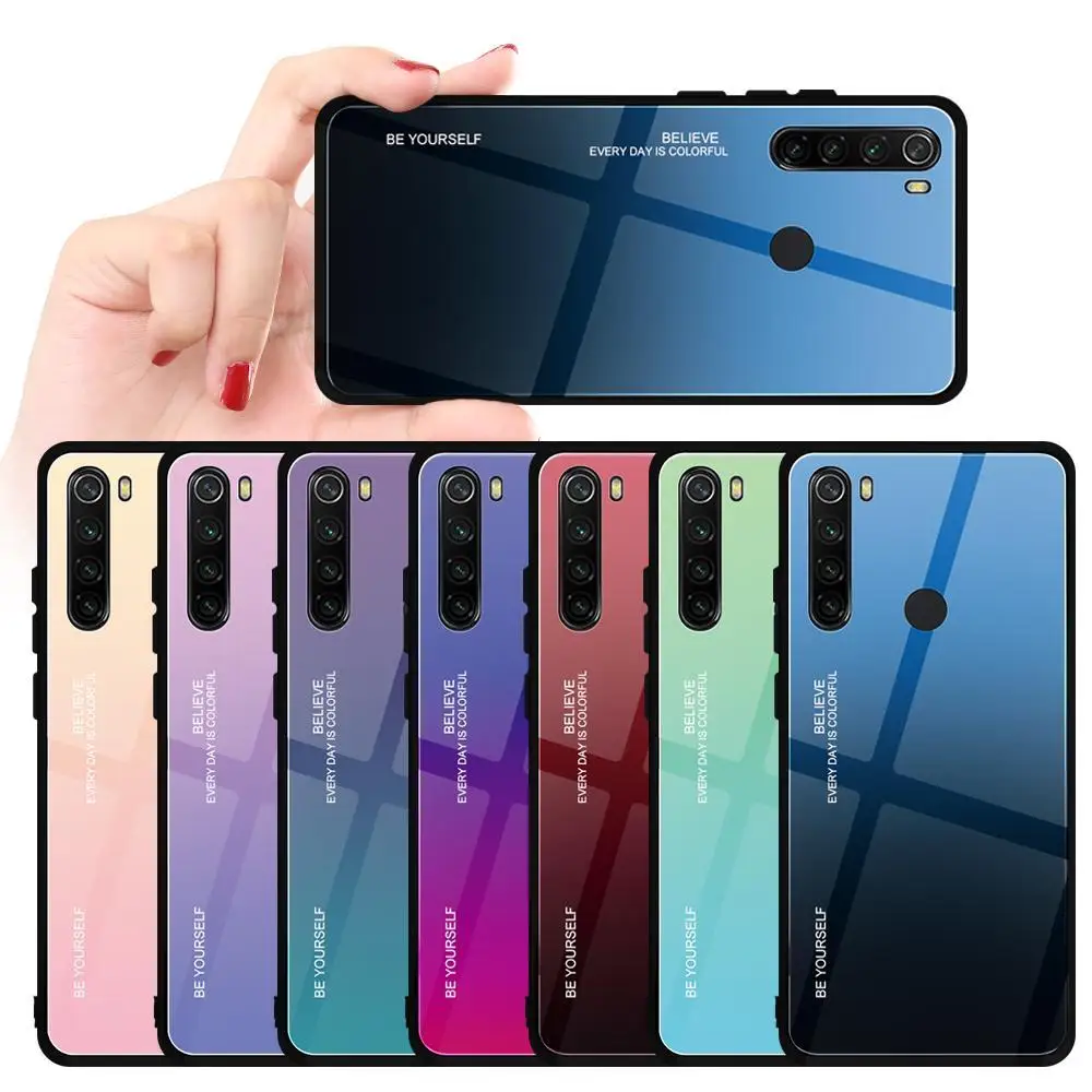 Глянцевый чехол из закаленного стекла для Xiaomi Redmi Note 8T 8 Pro Note8 8A градиентный