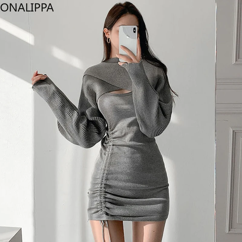 Onalippa Women 2 Pieces Sets Autumn Temperament Elegant U Neck Drawstring Bag Hip Sling Dress Irregular Short Knitted Shawl Lady
Onalippa Women 2 Pieces Sets Autumn Temperament Elegant U Neck Drawstring Bag Hip Sling Dress Irregular Short Knitted Shawl Lady