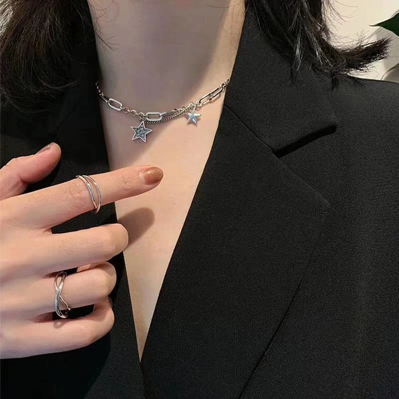 New Handmade Vintage Fashion Mutil-layer Star Necklace Silver Color Thick Chains Hip Hop Jewelry For Women Men Gifts
New Handmade Vintage Fashion Mutil-layer Star Necklace Silver Color Thick Chains Hip Hop Jewelry For Women Men Gifts