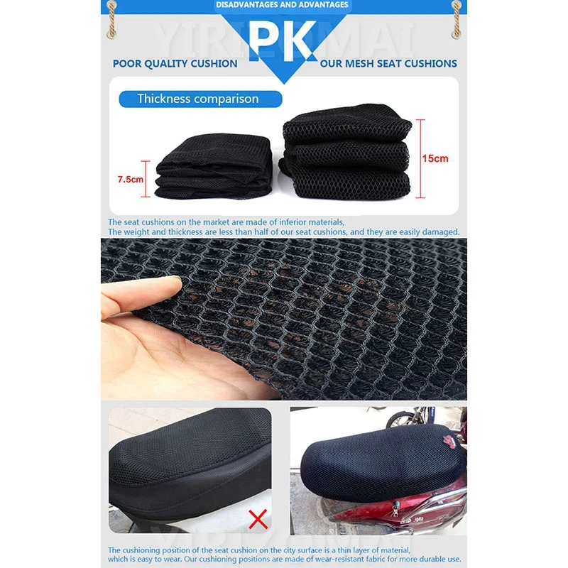 3D Motorcycle Mesh Seat Cover Cushion Pad Thermal Insulation Breathable Sunscreen Pad Suitable for Suzuki DL250
3D Motorcycle Mesh Seat Cover Cushion Pad Thermal Insulation Breathable Sunscreen Pad Suitable for Suzuki DL250