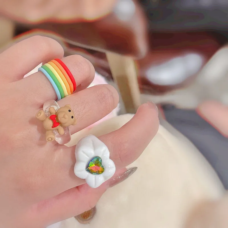 2021 Vintage Cute Flowers Bear Bow Love Heart Rings Metal Resin Geometric Square Rings For Women Egirl Rainbow Jewelry
2021 Vintage Cute Flowers Bear Bow Love Heart Rings Metal Resin Geometric Square Rings For Women Egirl Rainbow Jewelry