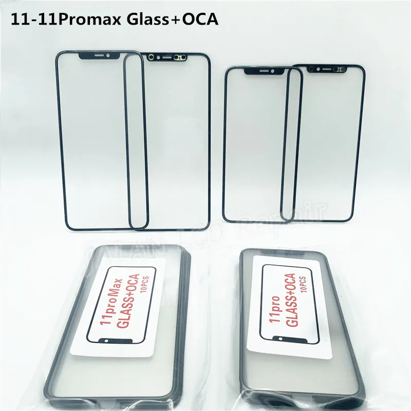 

10pcs/lot Front glass+oca For iphone 11pro 11 11promax touch screen panel replacement repair original quality glass