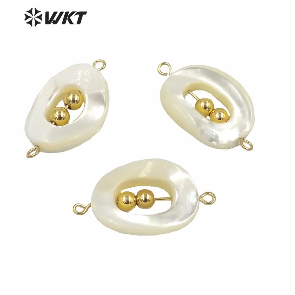WT-JP239 Luxury women white shell connector brass beads oval shell necklace connector double loops for jewelry findings
WT-JP239 Luxury women white shell connector brass beads oval shell necklace connector double loops for jewelry findings