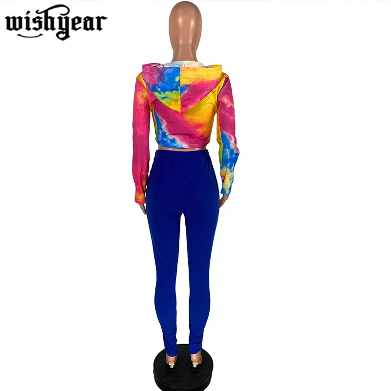Tie-Dye Print Zipper Hoodie Sexy Crop Coat and Solid Color Hole Stacked Trousers Tracksuit Woman Fashion Two Piece Set 
Tie-Dye Print Zipper Hoodie Sexy Crop Coat and Solid Color Hole Stacked Trousers Tracksuit Woman Fashion Two Piece Set