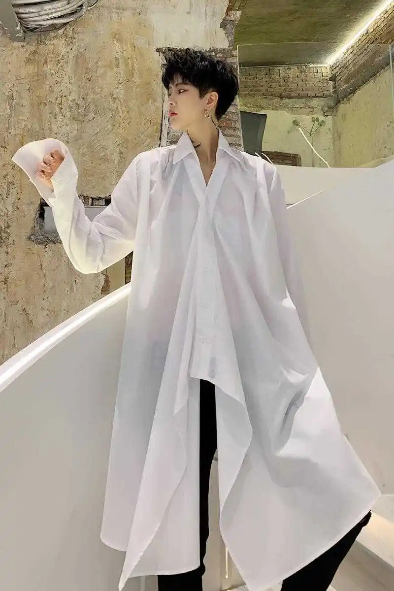 Long Sleeve Shirt Men Yamamoto Wind Super Long Tether Waist White Shirt Irregular Loose And Elegant Small Shirt Coat Fashion
Long Sleeve Shirt Men Yamamoto Wind Super Long Tether Waist White Shirt Irregular Loose And Elegant Small Shirt Coat Fashion
