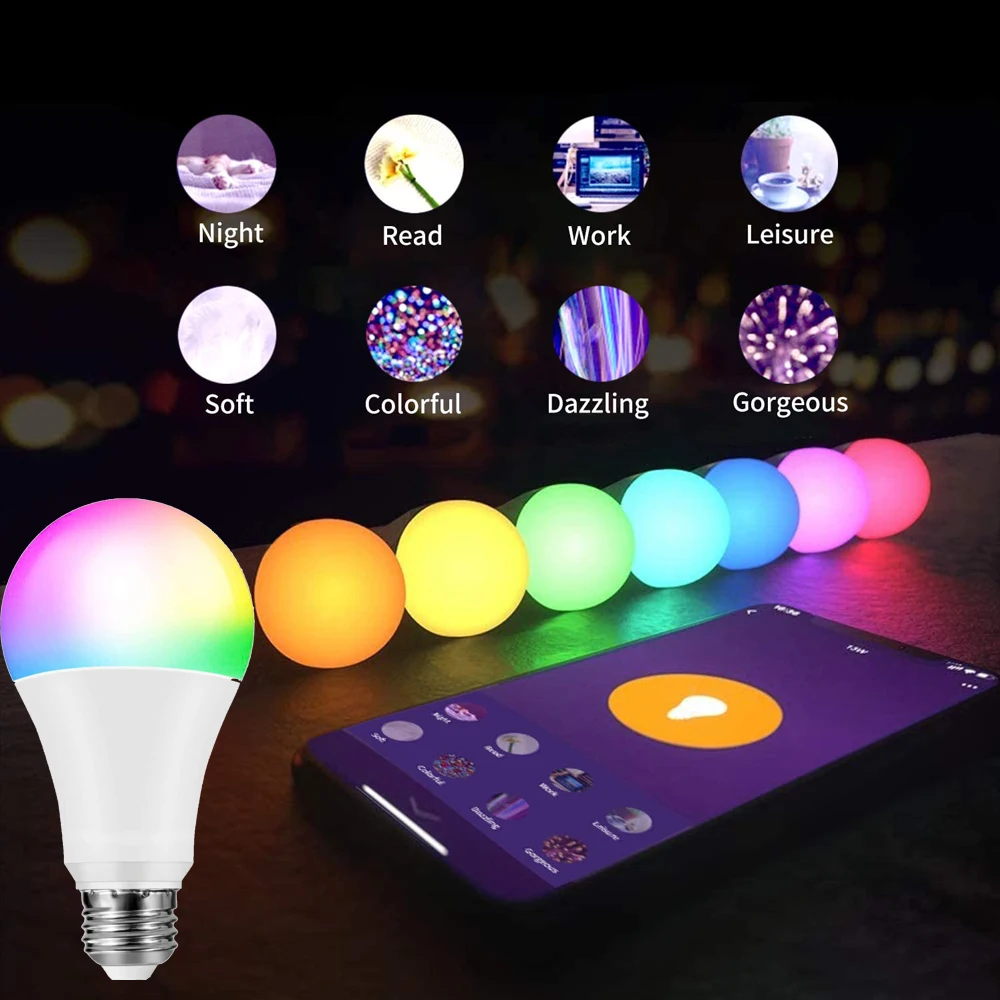 Светодиодсветильник лампочка E27 с регулируемой яркостью, умная лампа RGB + CW + WW с поддержкой Bluetooth и Wi-Fi, с приложением Smart Life и голосовым управл...
Светодиодсветильник лампочка E27 с регулируемой яркостью, умная лампа RGB + CW + WW с поддержкой Bluetooth и Wi-Fi, с приложением Smart Life и голосовым управл...
