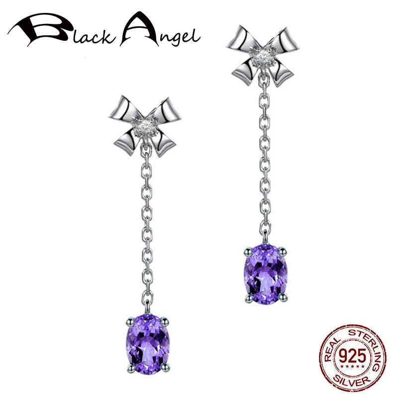 BLACK ANGEL Fashion Oval Amethyst Gemstones Earrings 925 Sterling Silver Bowknot Shaped Drop Earrings For Women Wedding Gifts
BLACK ANGEL Fashion Oval Amethyst Gemstones Earrings 925 Sterling Silver Bowknot Shaped Drop Earrings For Women Wedding Gifts