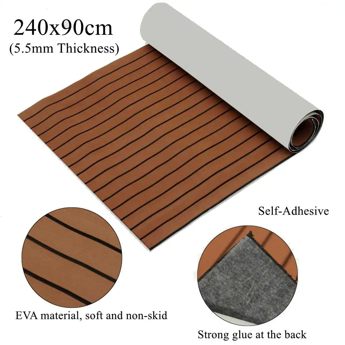 New Dark Brown EVA Foam Teak Boat Flooring Sheet Yacht Synthetic Teak Decking Pad 900x2400x5.5mm
New Dark Brown EVA Foam Teak Boat Flooring Sheet Yacht Synthetic Teak Decking Pad 900x2400x5.5mm