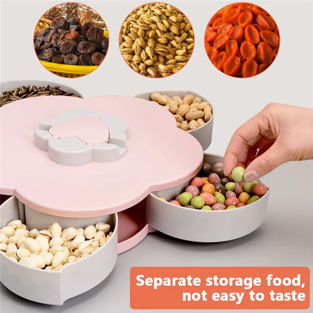 Single Petal-Shape Rotating Snack Box Candy Tray Food Storage Box Wedding Candy Plates Double-deck Dried Fruit Organizer Storage
Single Petal-Shape Rotating Snack Box Candy Tray Food Storage Box Wedding Candy Plates Double-deck Dried Fruit Organizer Storage