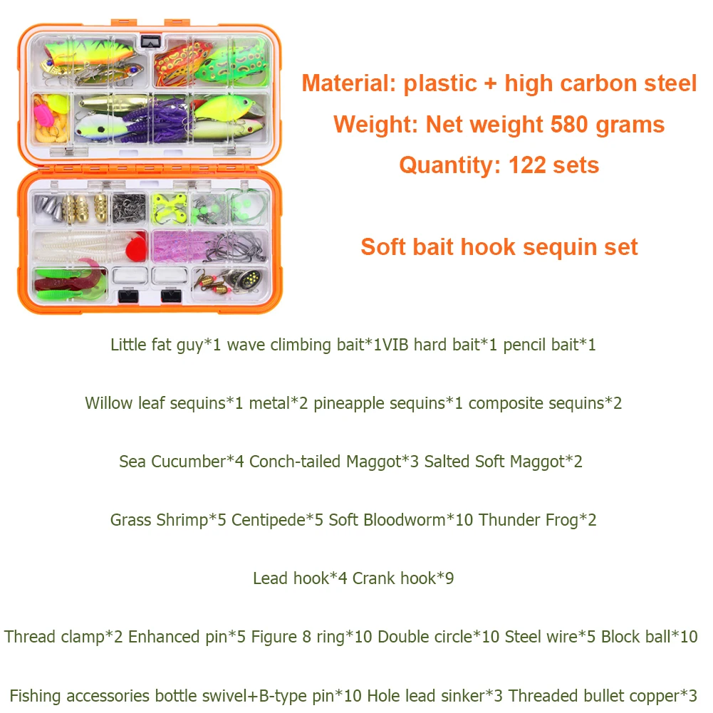 122pcs Fishing Lures Set Hooks Wobblers Mix Color Soft Bait Floating Artificial Bionic Crank Lures Fishing Tackle Accessories
122pcs Fishing Lures Set Hooks Wobblers Mix Color Soft Bait Floating Artificial Bionic Crank Lures Fishing Tackle Accessories
