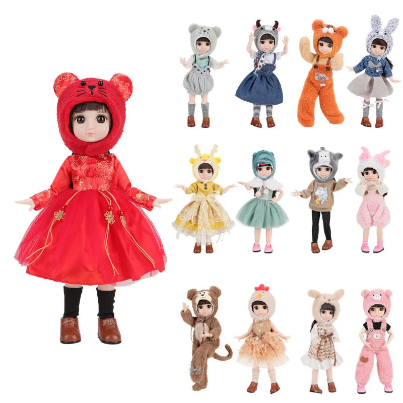 

36CM Cute Animal Style BJD Doll Beauty Movable Joints Toys For Girl Cartoon Zodiac Clothing Dress Up BJD Doll Best Gift Children