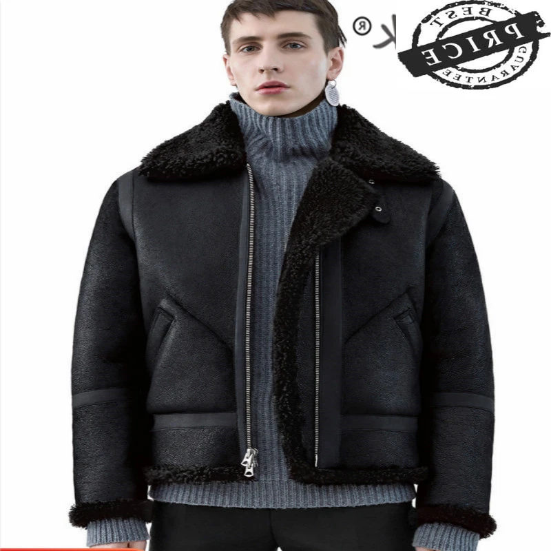 Natural Real Fur Coat Men Genuine Leather Jacket Winter Streetwear Wool Liner Shearling Coat Man Moto Biker Jackets 112
Natural Real Fur Coat Men Genuine Leather Jacket Winter Streetwear Wool Liner Shearling Coat Man Moto Biker Jackets 112