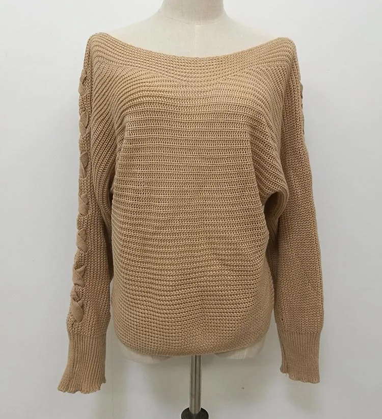 Women Off-shoulder Sweater Tops Tied with Bat Sleeves Loose Knitted Sexy Pullover Sweaters
Women Off-shoulder Sweater Tops Tied with Bat Sleeves Loose Knitted Sexy Pullover Sweaters