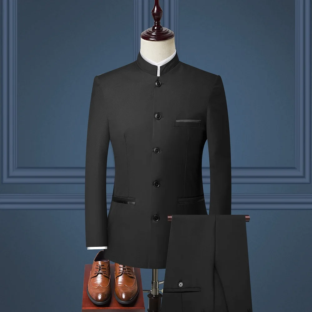 Men's Stand Collar Chinese Style Slim Fit Two Piece Suit Set / Male Zhong Shan Blazer Jacket Coat Pants Trousers 2 Pcs
Men's Stand Collar Chinese Style Slim Fit Two Piece Suit Set / Male Zhong Shan Blazer Jacket Coat Pants Trousers 2 Pcs
