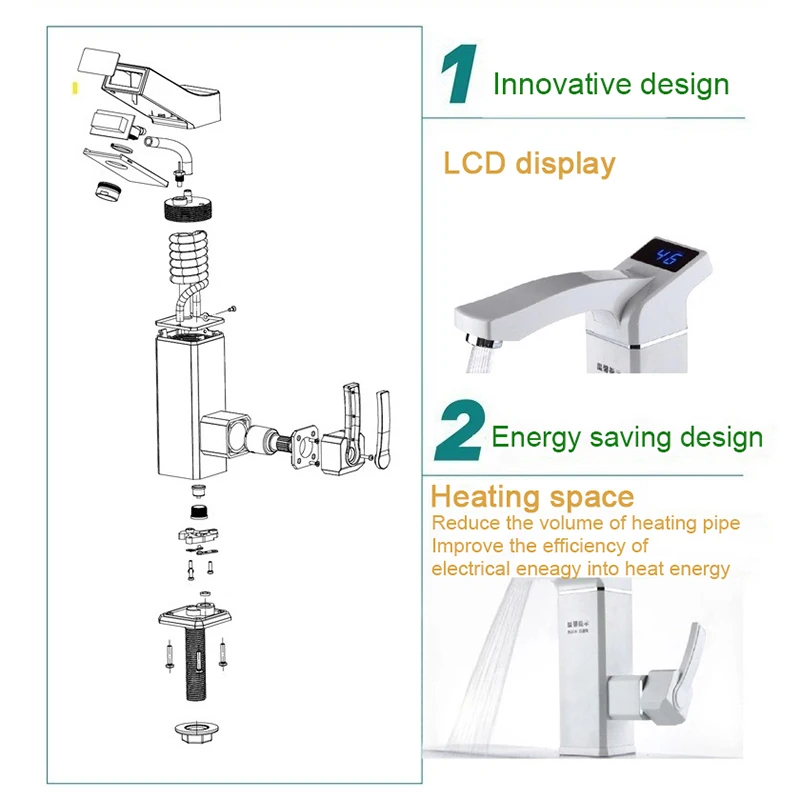 WTC KBAYBO LCD Electric Faucet electric water heater electric hot water tap Intelligent Digital Kitchen Instant Hot Water 3000W
WTC KBAYBO LCD Electric Faucet electric water heater electric hot water tap Intelligent Digital Kitchen Instant Hot Water 3000W