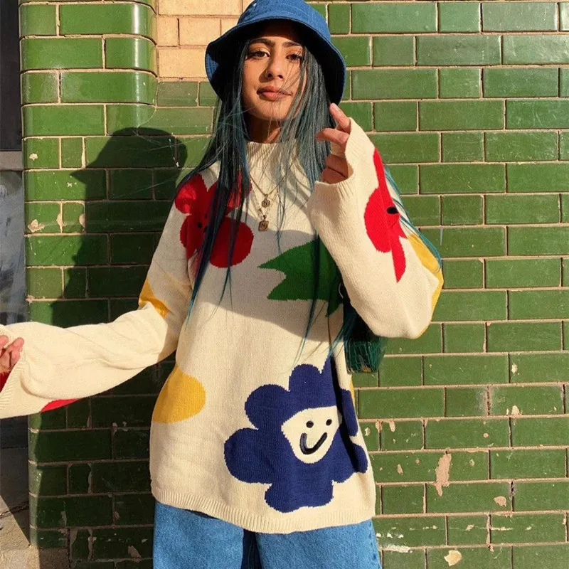 Женский Повседневный свитер y2k S, пуловер с длинными рукавами, свободная Модная трикотажная одежда с цветочным принтом и круглым вырезом
Женский Повседневный свитер y2k S, пуловер с длинными рукавами, свободная Модная трикотажная одежда с цветочным принтом и круглым вырезом