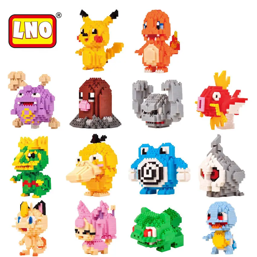 LNO пластиковые строительные блоки Аниме Пикачу Фигурки игрушки Charmander модель