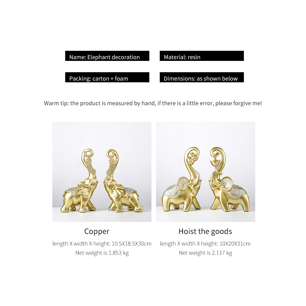 Modern Home Decoration Accessories Golden Resin Elephant Statue Decoration Lucky Fengshui Living Room Decoration Gifts
Modern Home Decoration Accessories Golden Resin Elephant Statue Decoration Lucky Fengshui Living Room Decoration Gifts