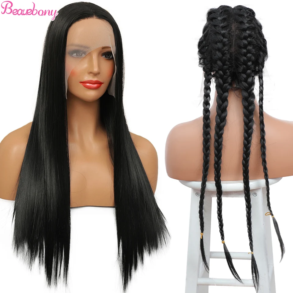 

360 синтетические парики на сетке, длинный гладкий черный прямой парик на сетке спереди для черных женщин, натуральный синтетический парик н...