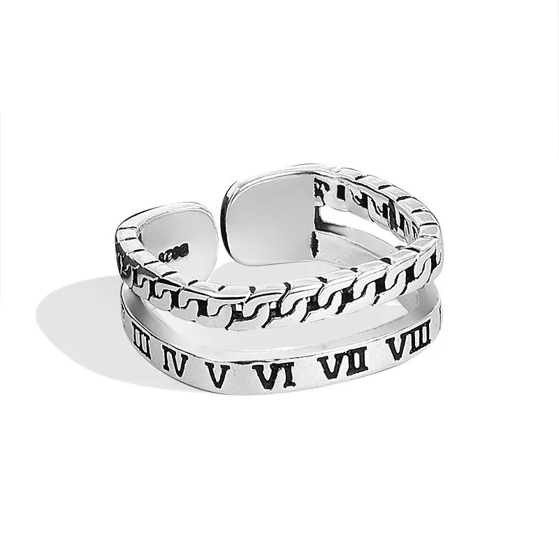 Retro Roman Numerals Double Layer Open Rings For Women 925 Sterling Silver Handmade Vintage Jewelry 18.2mm Adjustable
Retro Roman Numerals Double Layer Open Rings For Women 925 Sterling Silver Handmade Vintage Jewelry 18.2mm Adjustable
