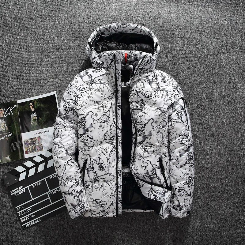 2020 Winter New Boutique White Duck Down Thick Warm Fashion Print Mens Casual White Black Down Jacket Mens Slim Hooded Down Coat
2020 Winter New Boutique White Duck Down Thick Warm Fashion Print Mens Casual White Black Down Jacket Mens Slim Hooded Down Coat