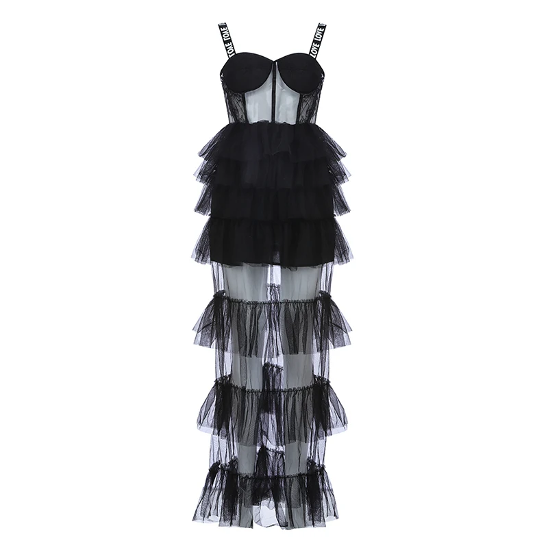 Max Spri Women Straps Sleeveless Mesh Cascading Maxi Dress Relaxed Bodice Ruffle Back Hollow Out Split 2019 New Sexy Ball Gown
Max Spri Women Straps Sleeveless Mesh Cascading Maxi Dress Relaxed Bodice Ruffle Back Hollow Out Split 2019 New Sexy Ball Gown