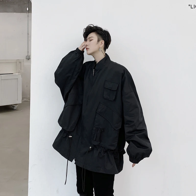 Male Women Spring Autumn Streetwear Coat Outerwear Men Elastic Drawstring Stand Collar Loose Casual Jacket
Male Women Spring Autumn Streetwear Coat Outerwear Men Elastic Drawstring Stand Collar Loose Casual Jacket