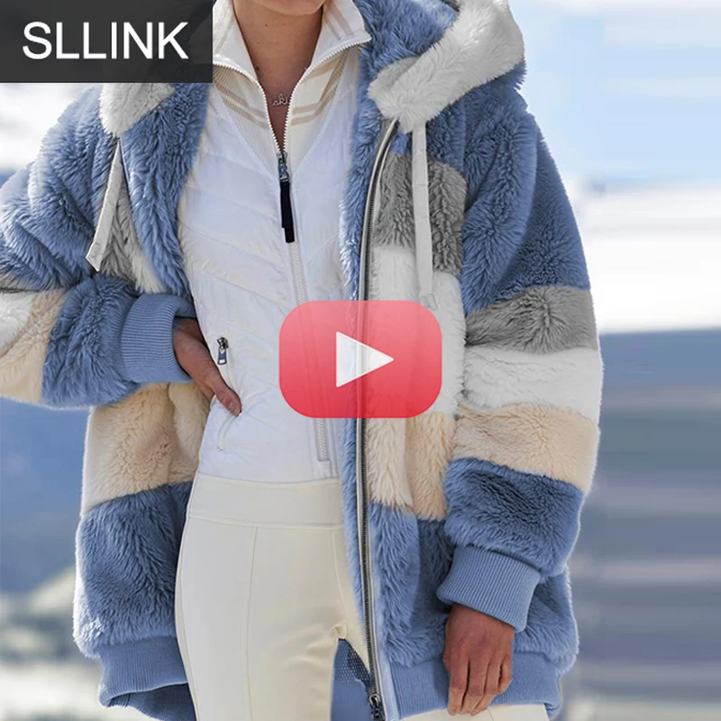 Parka Coat Winter Women Jacket Warm Plush Casual Loose Hooded Coat Mixed Color Patchwork Winter Outwear Faux Fur Zipper Ladies
Parka Coat Winter Women Jacket Warm Plush Casual Loose Hooded Coat Mixed Color Patchwork Winter Outwear Faux Fur Zipper Ladies
