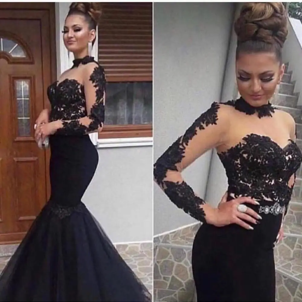 2020 long dress for prom for woman Sexy Long Sleeve Black Mermaid Prom Dresses black long fishtail women party gowns High qualit
2020 long dress for prom for woman Sexy Long Sleeve Black Mermaid Prom Dresses black long fishtail women party gowns High qualit
