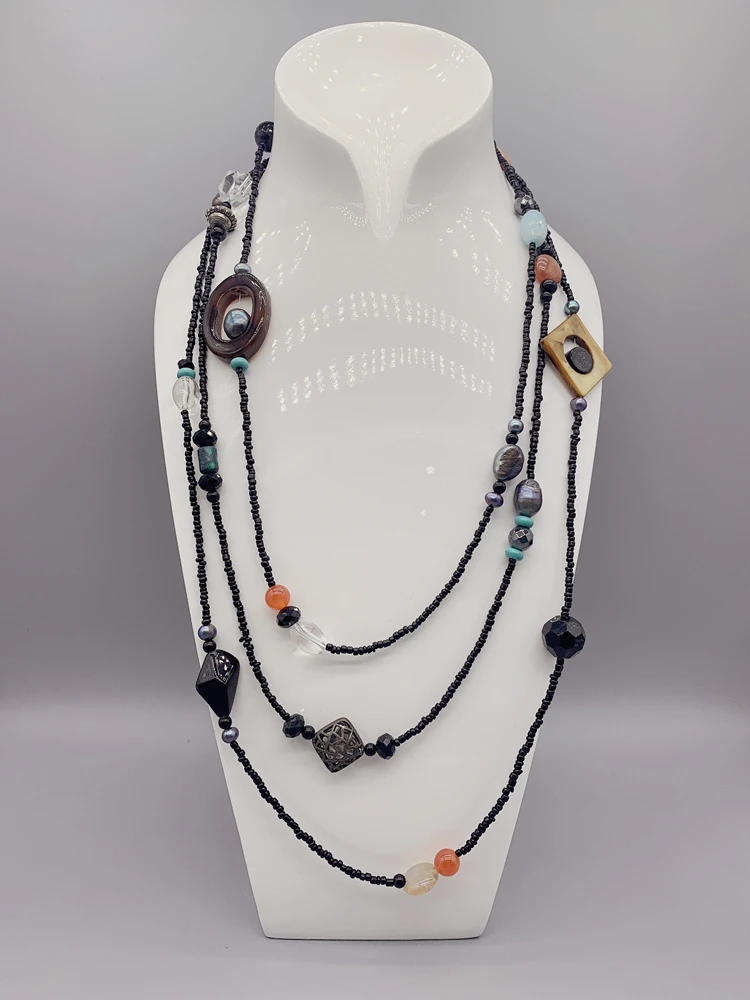 Black Onyx Aquamarine Shell Freshwater Pearls Necklace Azurite Crystals Turquoise Agates Hematite Quartz Beads For Women 80 Inch
Black Onyx Aquamarine Shell Freshwater Pearls Necklace Azurite Crystals Turquoise Agates Hematite Quartz Beads For Women 80 Inch