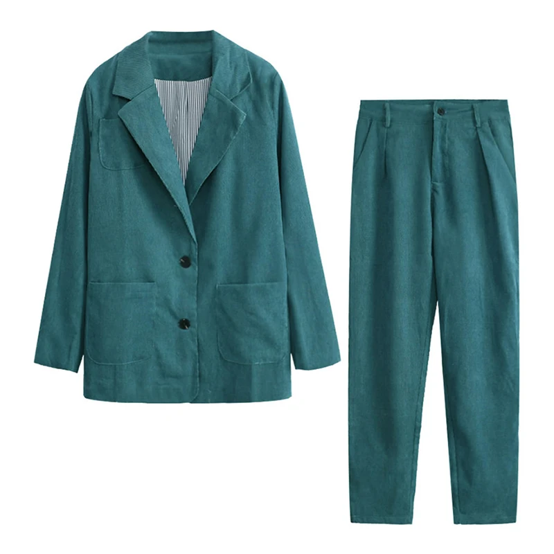 Corduroy Two-piece Blazer Women Suits Green Female Blazer High Waist Pants Elegant Office Ladies Blazers Sets
Corduroy Two-piece Blazer Women Suits Green Female Blazer High Waist Pants Elegant Office Ladies Blazers Sets