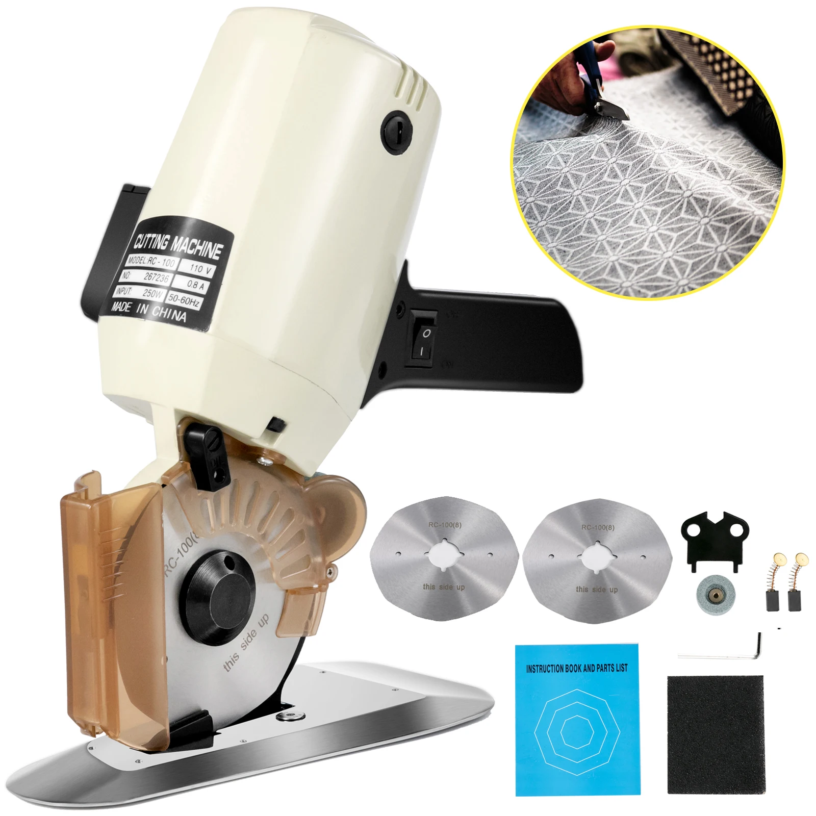 VEVOR Rotary Fabric Cutter 100mm Electric Cutting Machine All-Copper Motor with Low Noise Adjustable Speed for Silk Leather
VEVOR Rotary Fabric Cutter 100mm Electric Cutting Machine All-Copper Motor with Low Noise Adjustable Speed for Silk Leather